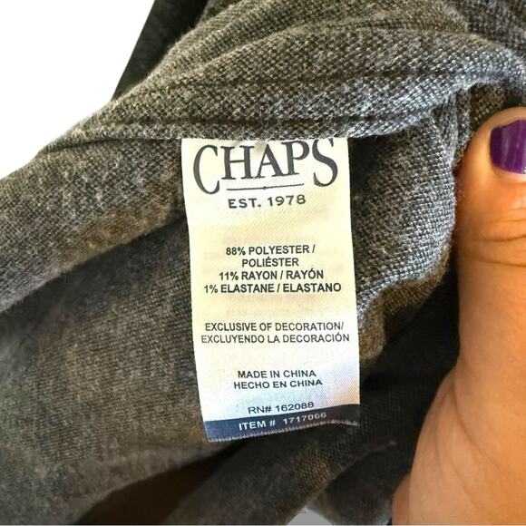 Chaps Men’s Plaid Flannel Button-Down Shirt in Charcoal Gray Medium - Picture 4 of 5